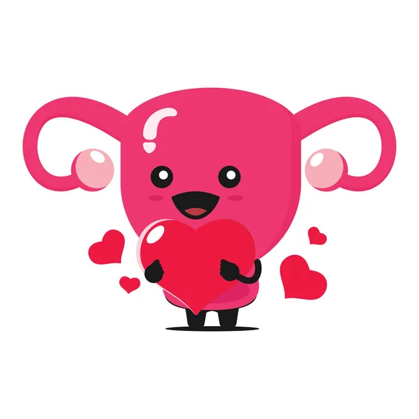 Cute Womb Cartoon Heart Symbol — Stock Vector