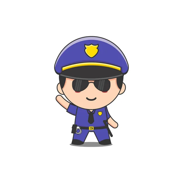 Cute Police Man Vector Illustration — Stock Vector