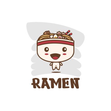 Maskot karakteri. Erişte resimli ramen güzelmiş. Japon yemeği.