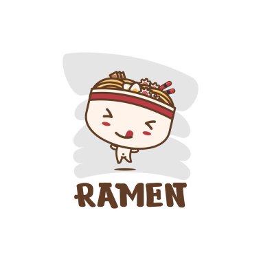 Maskot karakteri. Erişte resimli ramen güzelmiş. Japon yemeği.