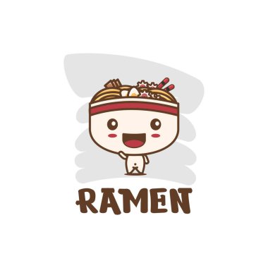 Maskot karakteri. Erişte resimli ramen güzelmiş. Japon yemeği.