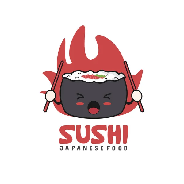 Personajes Sushi Comida Japonesa Ilustración Dibujos Animados Aislados Sobre Fondo — Vector de stock