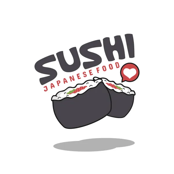Vector Sushi Japonês Food Cartoon Ilustração Isolada Fundo Branco — Vetor de Stock