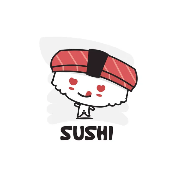 Vector Cartoon Personagem Bonito Sushi — Vetor de Stock