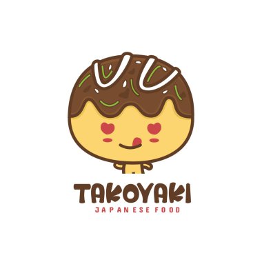 Sevimli Japon yemekleri takoyaki maskotu çizimi