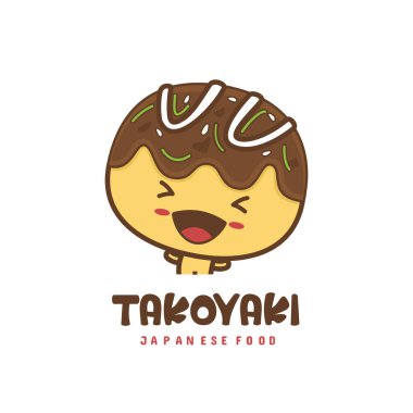 Sevimli Japon yemekleri takoyaki maskotu çizimi