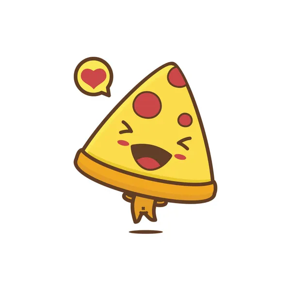 Leuke Pizza Mascotte Personages Fast Food Cartoon Illustratie — Stockvector
