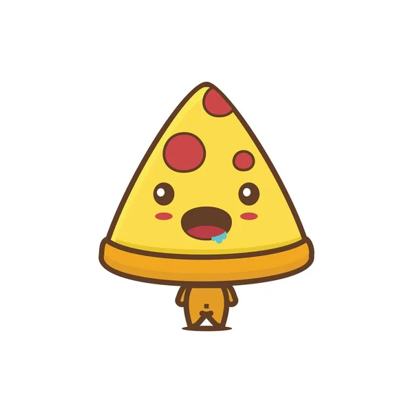 Tatlı Pizza Maskotu Karakterleri Fast Food Çizgi Film Çizimleri — Stok Vektör