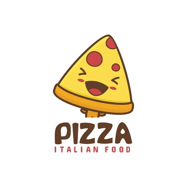 Söta Pizza Maskot Tecken Snabbmat Tecknad Illustration — Stock vektor