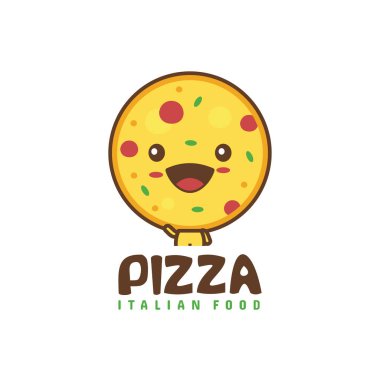 Tatlı pizza maskotu karakterleri. Fast food çizgi film çizimleri