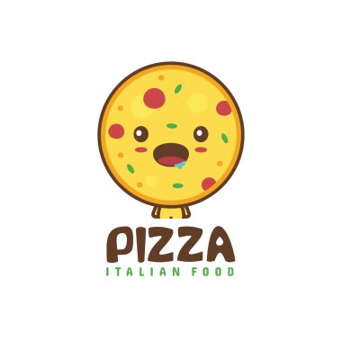 Tatlı pizza maskotu karakterleri. Fast food çizgi film çizimleri