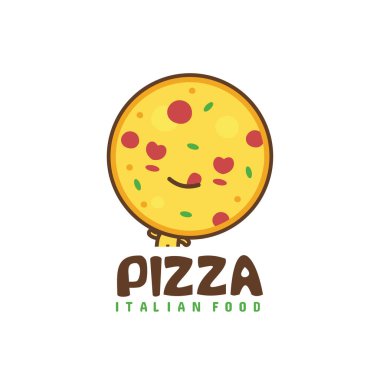 Tatlı pizza maskotu karakterleri. Fast food çizgi film çizimleri