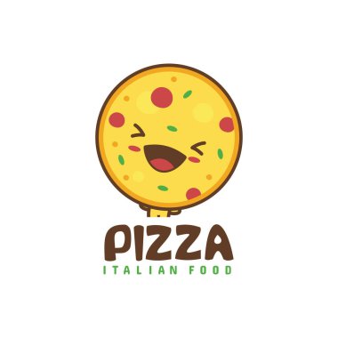 Tatlı pizza maskotu karakterleri. Fast food çizgi film çizimleri