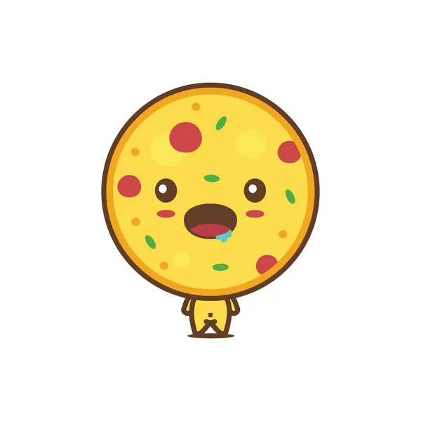 可爱的披萨吉祥物人物 快餐卡通画 — 图库矢量图片