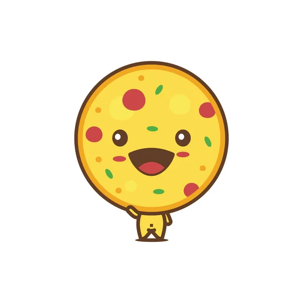 Cute Pizza Mascot Characters Fast Food Cartoon Illustration — Stock Vector
