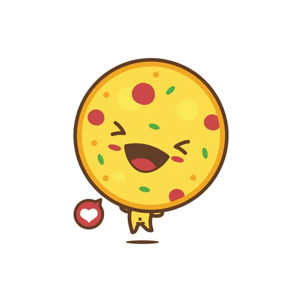 可爱的披萨吉祥物人物 快餐卡通画 — 图库矢量图片