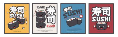 Japon suşisini hazırla. Poster, menü, kart gibi şeyler için uygun.