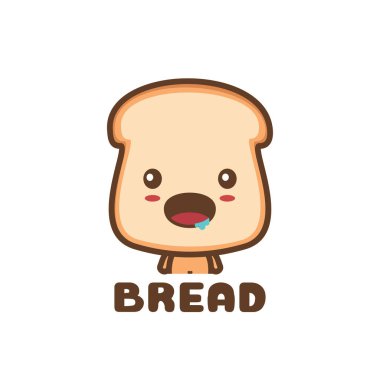 Aç suratlı şirin çörekler. Yemek maskotu şablonu. Logo, menü, kart vs. olarak kullanılabilir.