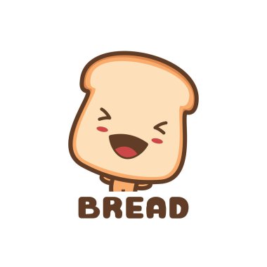 Mutlu bir gülüşü olan tatlı bir çörek. Yemek maskotu şablonu. Logo, menü, kart vs. olarak kullanılabilir.