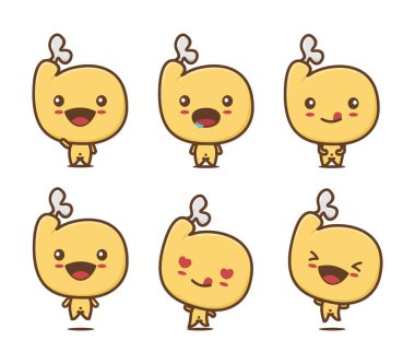 Sevimli tavuk butları karakteri. Fast food çizgi film çizimleri