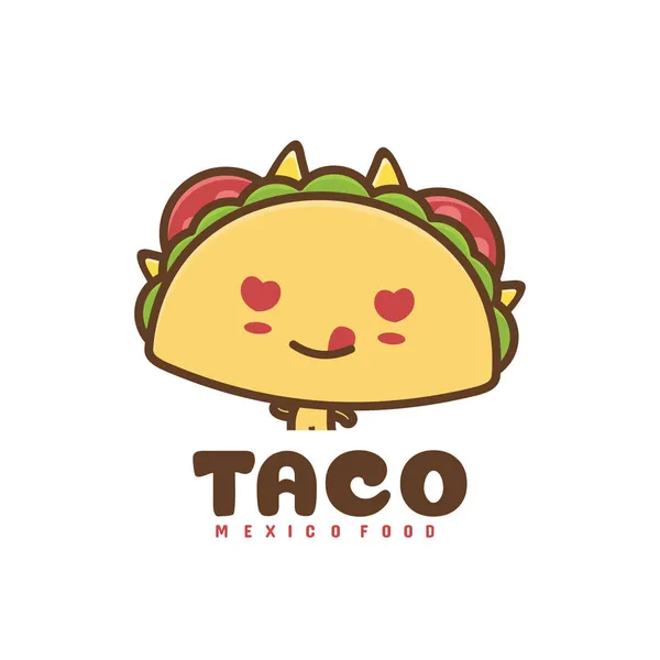 Taco Karakter Makanan Maskot Template Dan Cinta Ikon Kedua Mata - Stok Vektor