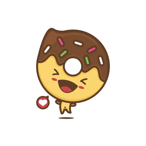 Donuts Lindos Personajes Iconos Amor Con Expresiones Felices — Vector de stock