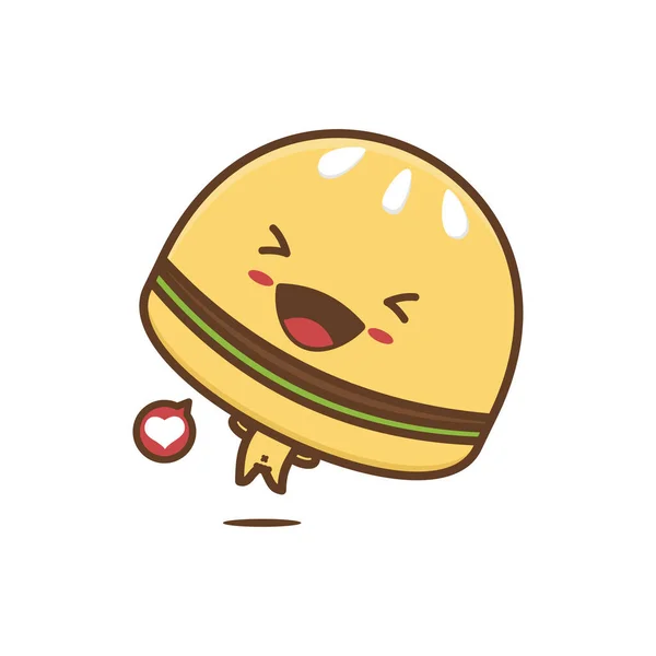 Cute Burger Character Fast Food Illustration — Stock Vector