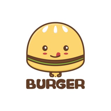 Şirin hamburger maskotu fast food çizimi