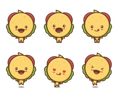 Tatlı burger karakterini hazırla. Fast food çizgi film çizimleri