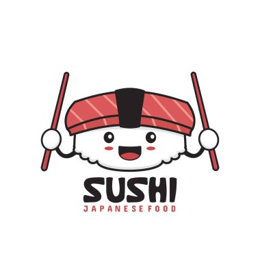 Şirin suşi çizgi film Japon yemekleri.