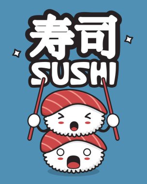 Japon yemeklerinin suşi çizimi