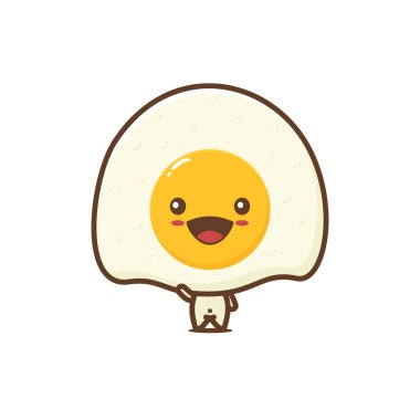 Sevimli kızarmış yumurta karakterleri, vektör çizimleri, beyaz arka planda izole edilmiş..