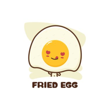 Tatlı kızarmış yumurta karakterli maskot şablonu. Resimler, ambalaj logoları, kartlar, posterler vs. için uygun.