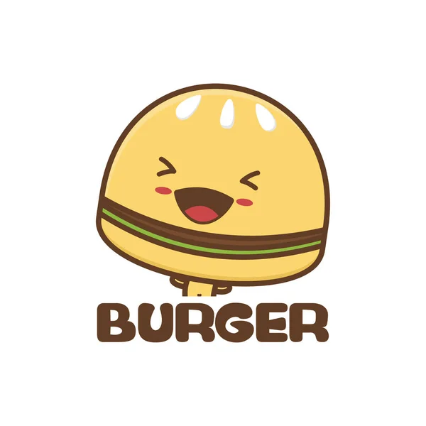 Niedlichen Burger Maskottchen Karikatur Fast Food Illustration — Stockvektor