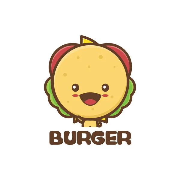 Niedlichen Burger Maskottchen Charakter Fast Food Zeichentrickfilm — Stockvektor