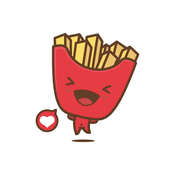 Frites Icône Amour Fast Food Illustration Dessin Animé — Image vectorielle