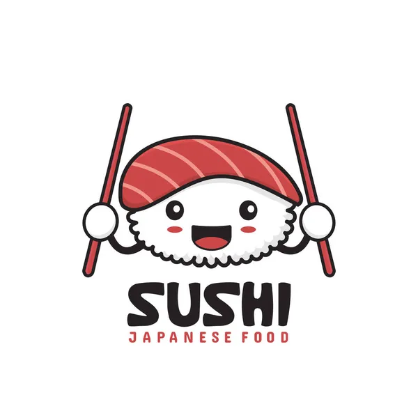 Lindo Sushi Dibujos Animados Comida Japonesa — Vector de stock