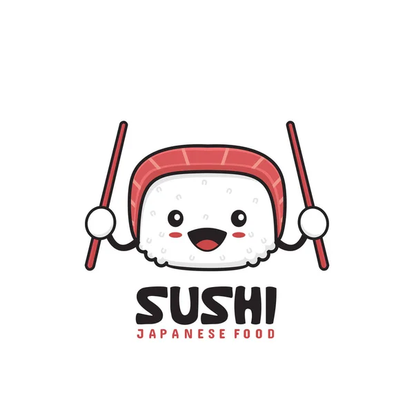 上に生肉のかわいい寿司漫画ロール — ストックベクタ