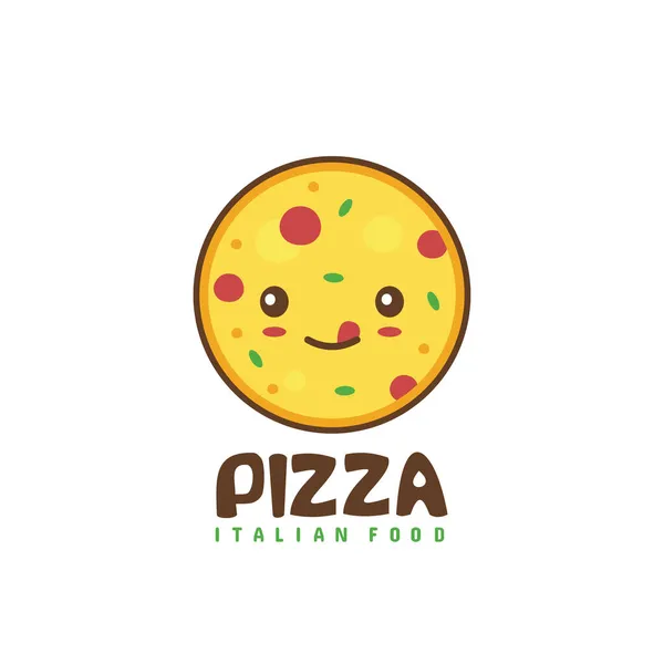 Desenhos Animados Pizza Bonitos Ilustração Comida Italiana —  Vetores de Stock