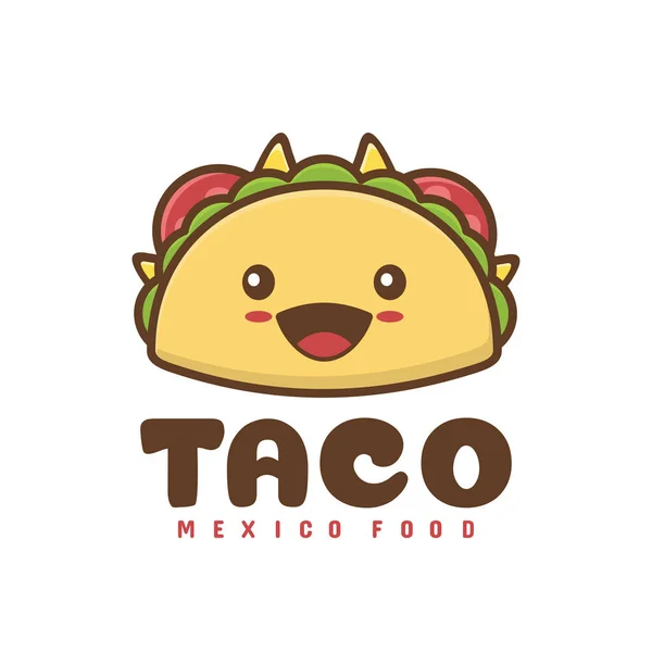 Cute Taco Cartoon Mexican Food Illustration — Stock Vector