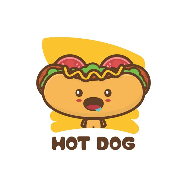 Modèle Mascotte Personnage Hotdog Mignon Utilisable Comme Illustration Logos Menus — Image vectorielle