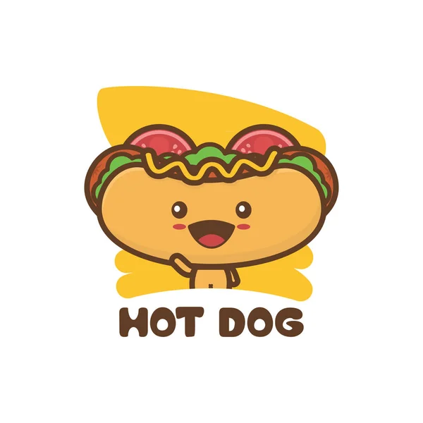 Modèle Mascotte Personnage Hotdog Mignon Utilisable Comme Illustration Logos Menus — Image vectorielle