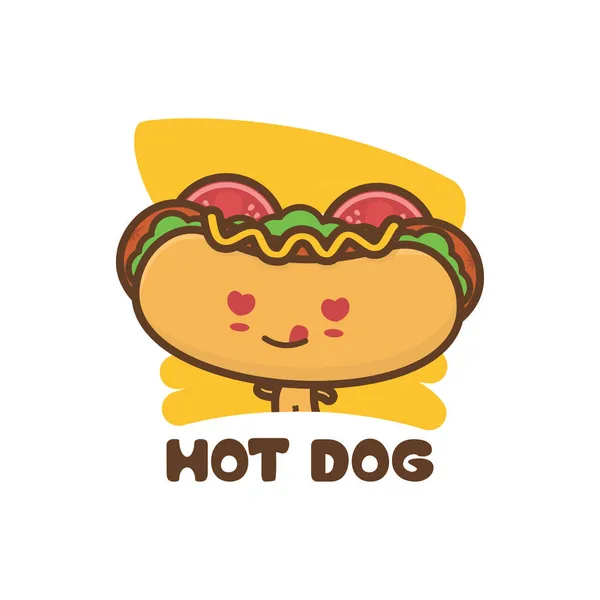 Niedlichen Hotdog Charakter Maskottchen Vorlage Geeignet Zur Illustration Von Logos — Stockvektor