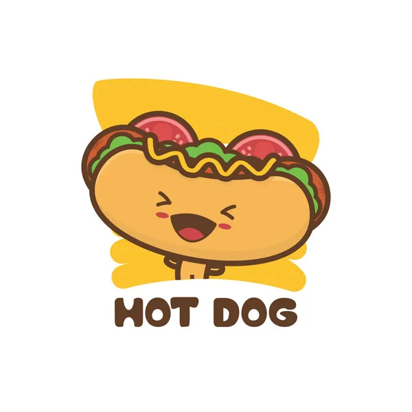 Modelo Bonito Mascote Personagem Hotdog Adequado Para Uso Como Uma — Vetor de Stock