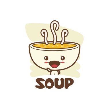 Tatlı çorba karakteri maskot şablonu. Logo, kart, poster, etiket, menü gibi kullanım için uygun.