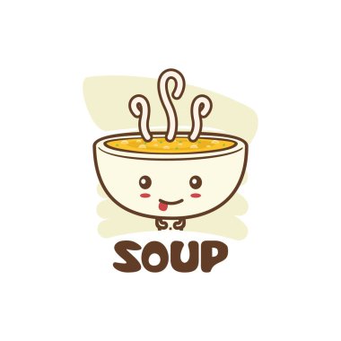 Tatlı çorba karakteri maskot şablonu. Logo, kart, poster, etiket, menü gibi kullanım için uygun.