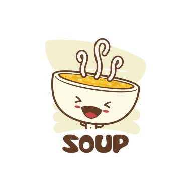 Tatlı çorba karakteri maskot şablonu. Logo, kart, poster, etiket, menü gibi kullanım için uygun.