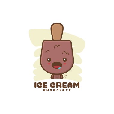 Şirin maskot karakteri çikolatalı dondurma.