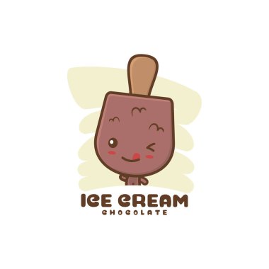 Şirin maskot karakteri çikolatalı dondurma.