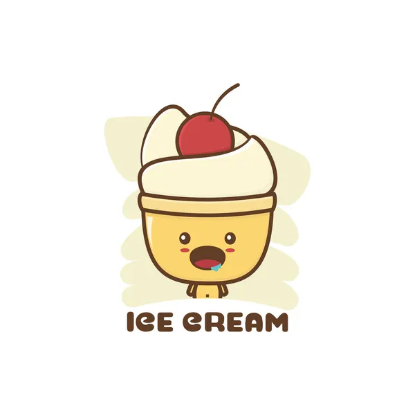 Mascot Cute Bowl Ice Cream Character Suitable Use Mascot Logos — Stock Vector